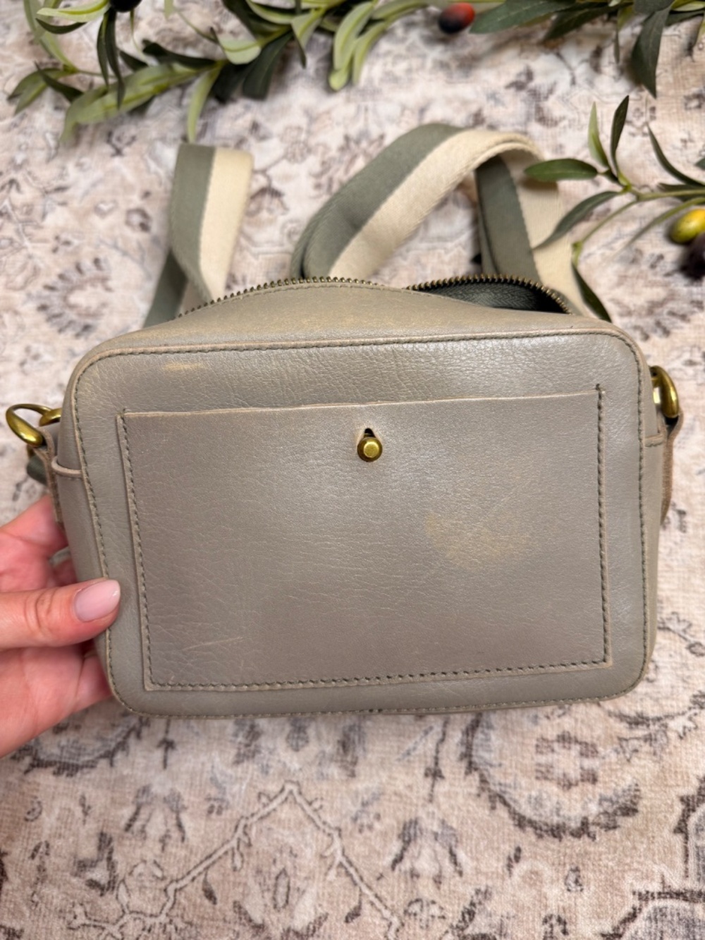 Madewell Transport Camera Bag Forgotten Landscape Leather Crossbody Gray - Picture 3 of 10